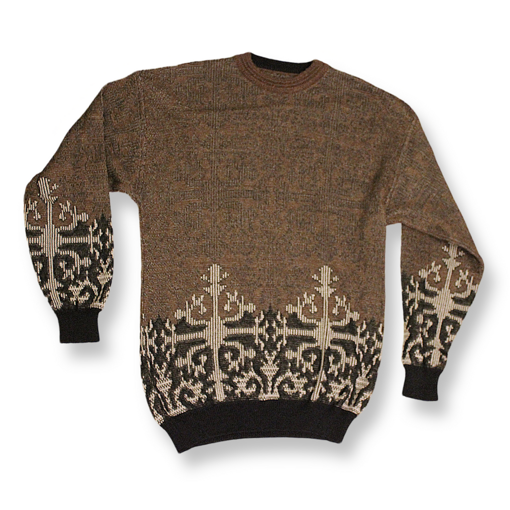 *Vintage Printed Knit-Sweater Brown | Size XXL