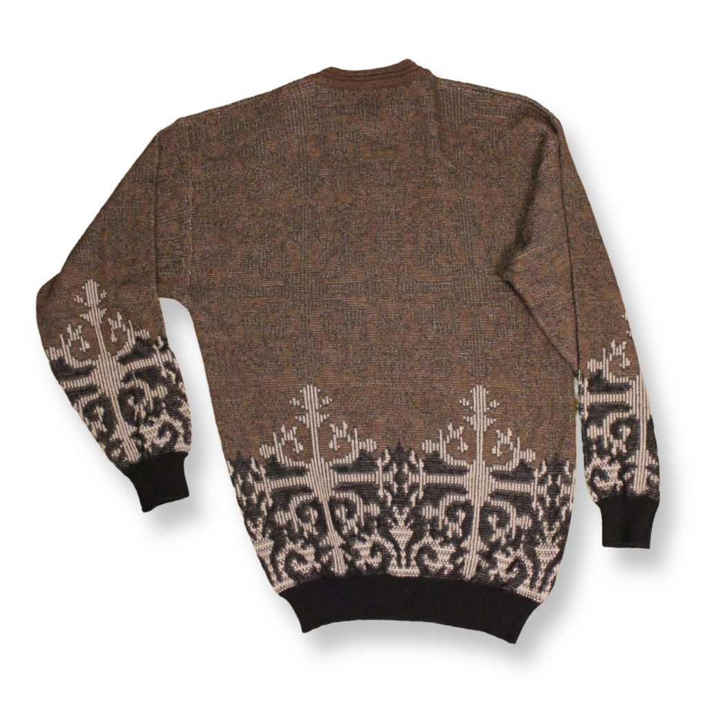 *Vintage Printed Knit-Sweater Brown | Size XXL