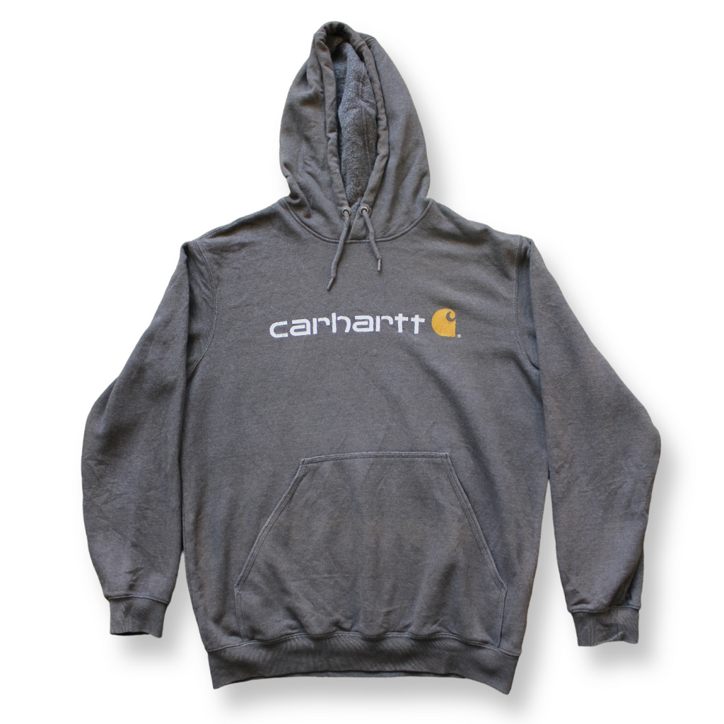 Carhartt Spellout Logo Hoodie Dark Grey | Size M (Oversized)